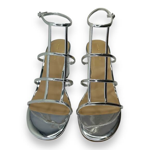 Marc Fisher New Norene Dress Sandal 11 Silver Gladiator Block Heel Strappy - Picture 10 of 13